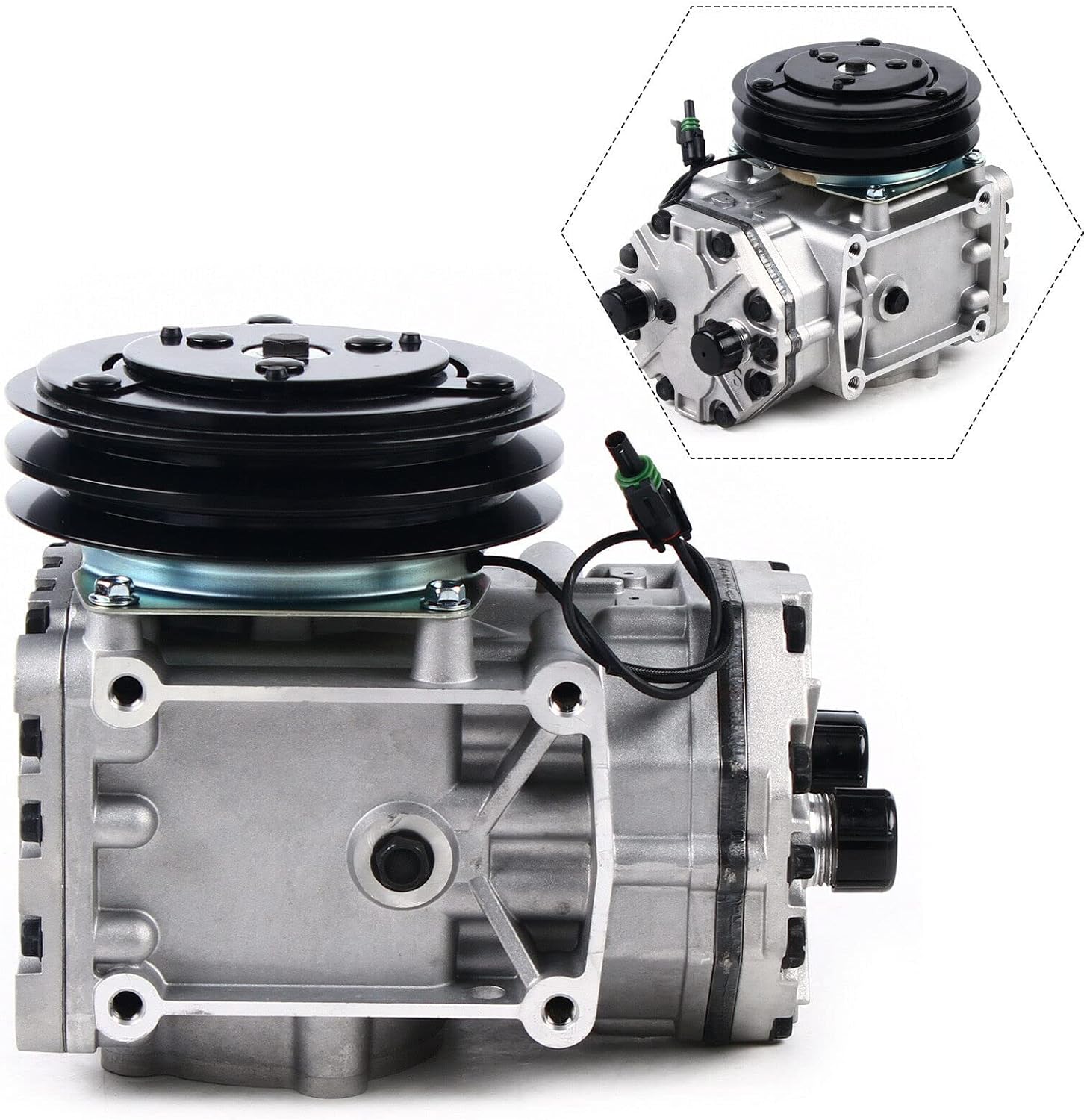 ET210L-25073C A/C Compressor With Clutch 2 Groove Intended for KenWorth T800 Peterbilt CFC688-21589 1996-1999