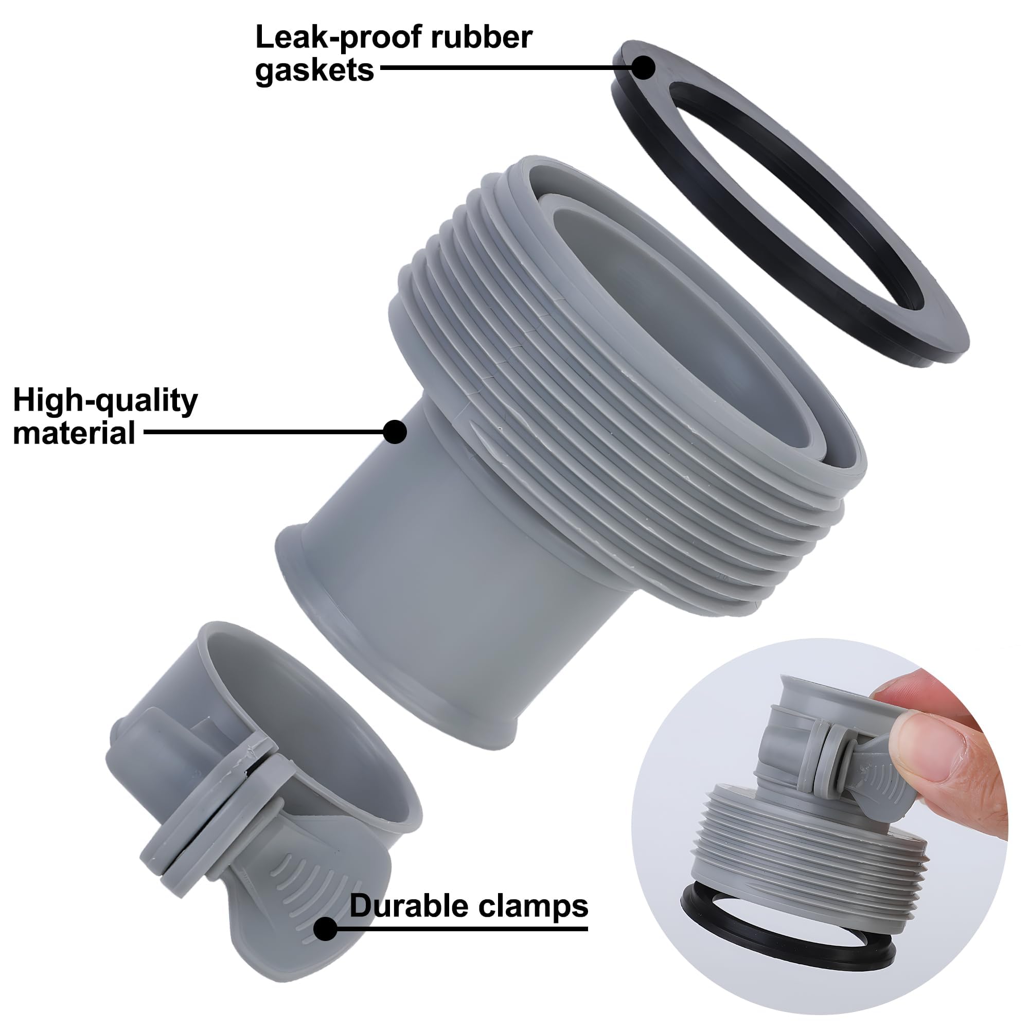 Adattatore per Piscina B - 4 Pezzi Connettori per Tubo Spiralato, Raccordi da 1.5" - Accessori per Piscina