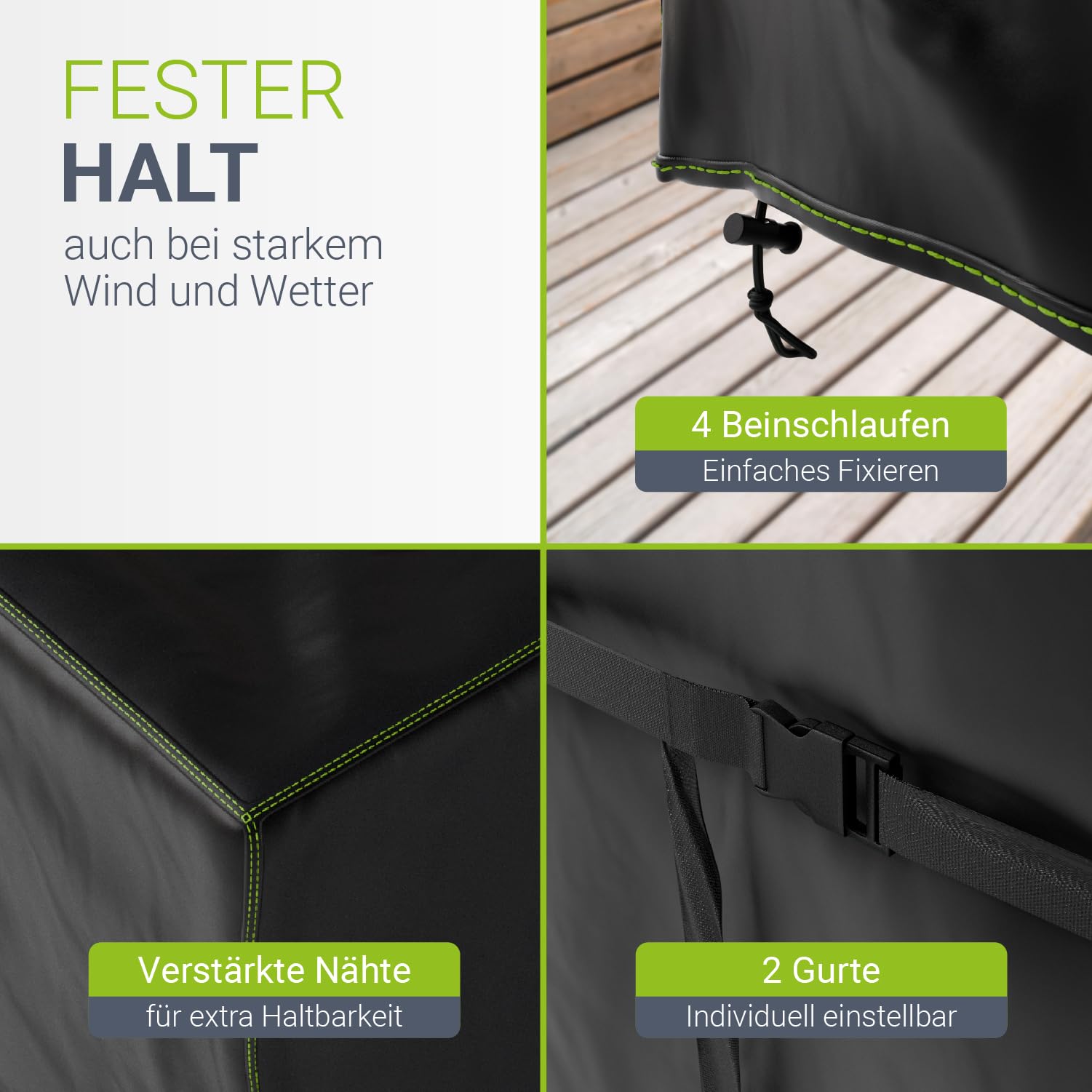 Juskys Gartenmöbel Abdeckplane CoverSafe Pro 300x200x90 cm - winterfest & wasserdicht - Schutzhülle für Gartentisch, UV-Schutz, Abdeckhaube Gartentisch