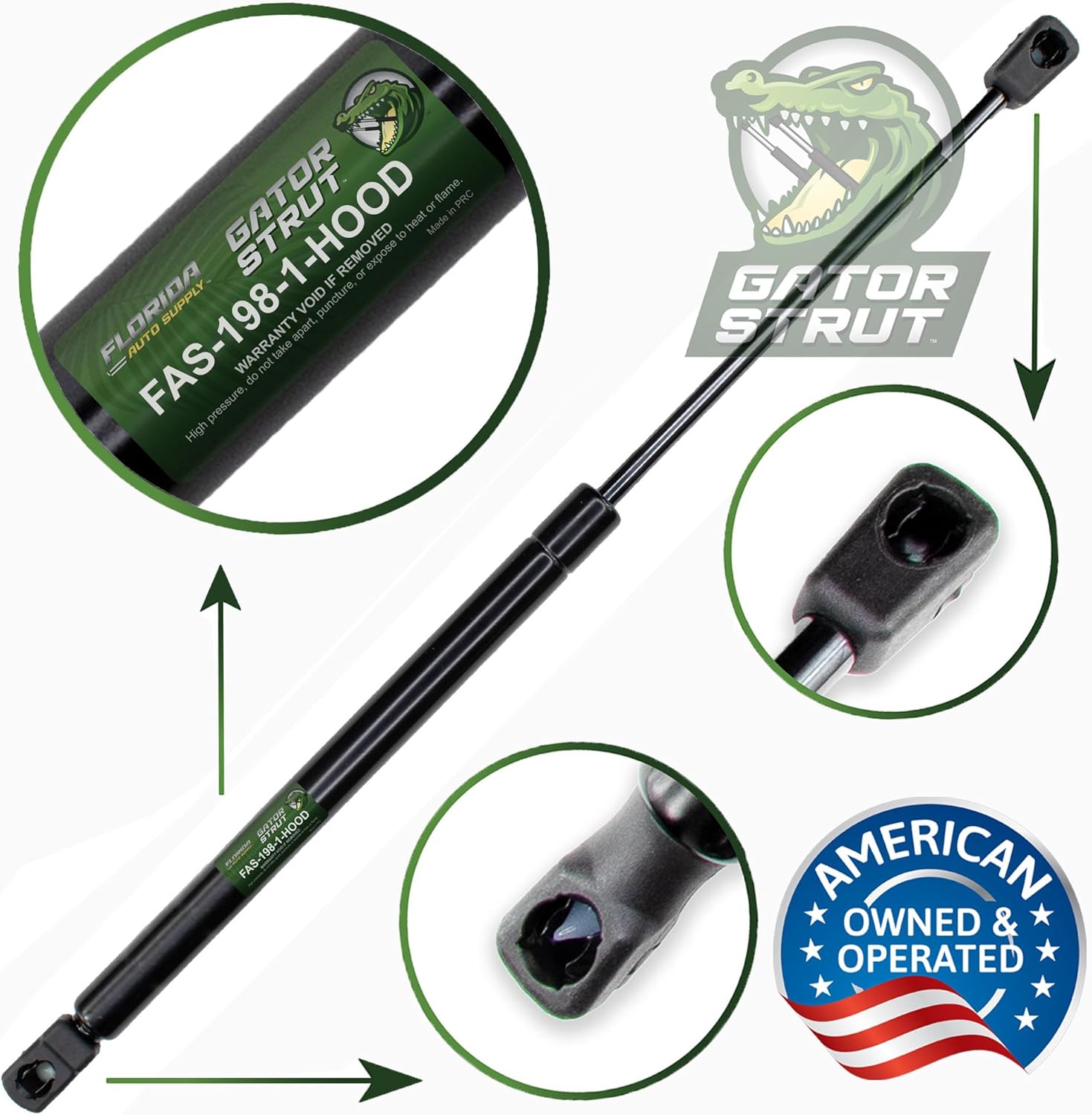 1 Hood Lift Support, Compatible with: 2005-2010 Jeep Grand Cherokee Only 1 Support Required- Gas Spring by Florida Auto: FAS-198-1