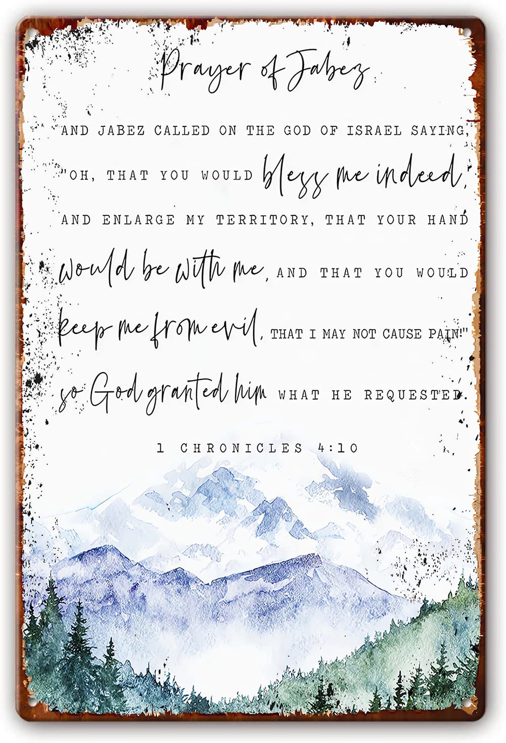 Preeklen Tin Sign 085 Prayer Of Jabez 1 Chronicles 4 10 Modern Metal Tin Sign Scripture Wall Art Bible Verse Wall Art Christian Baptism The Blessing Numbers Poster Cafe Bar Pub Decor 12X16 Inch