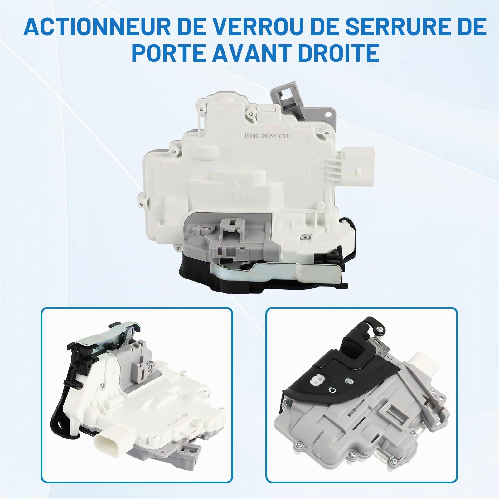 Serrure de porte avant droite Dixhills compatible avec A4 A5 Q3 Q5 Q7 TT remplacement pour 8J1837016A, 8J1 837 016A en acier inoxydable poli de 13 x 16 cm