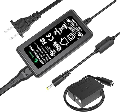 DMW-DCC8 Gonine DC Acoplador DMW-AC8 Kit de cargador de cámara de CA (DMW-BLC12 Reemplazo de batería) para cámaras PANASONIC DMC-FZ200, DMC-FZ1000,