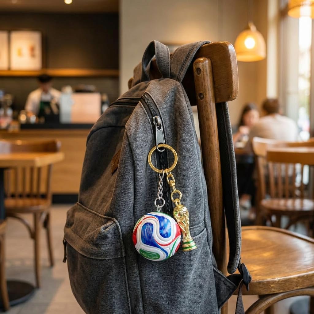Football Soccer Keychain Set with World Cup Trophy and Ball, Souvenir Keyring, Gift Set of 2 Pieces, Limited Edition 2026 Bag Charms HumbleCharms — view 4