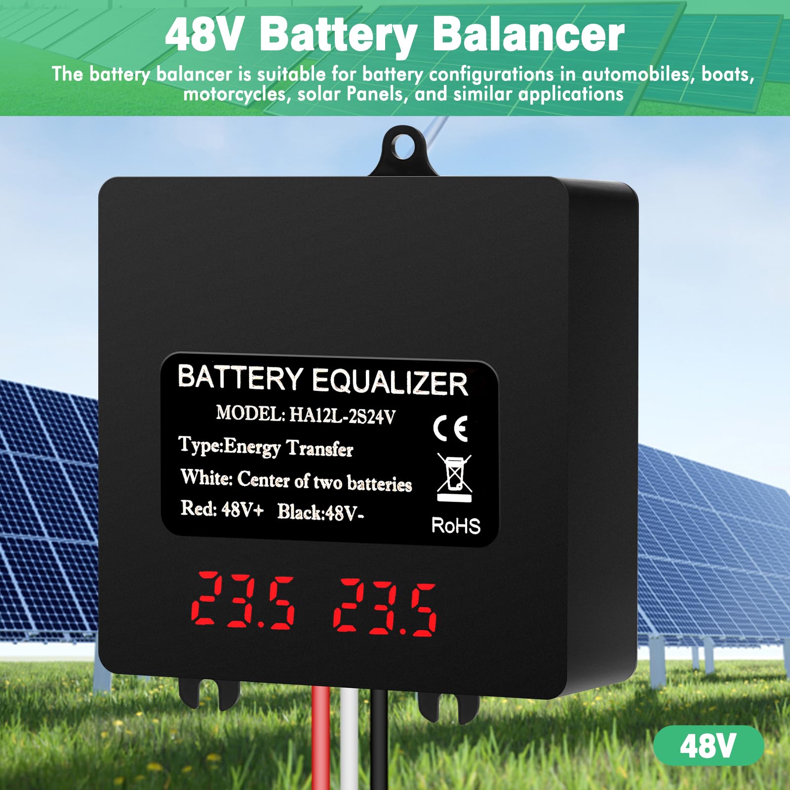 Batterie-Equalizer 24V LED-Spannungsanzeige 2x24V Balancer IP67 HA12L-2S24V