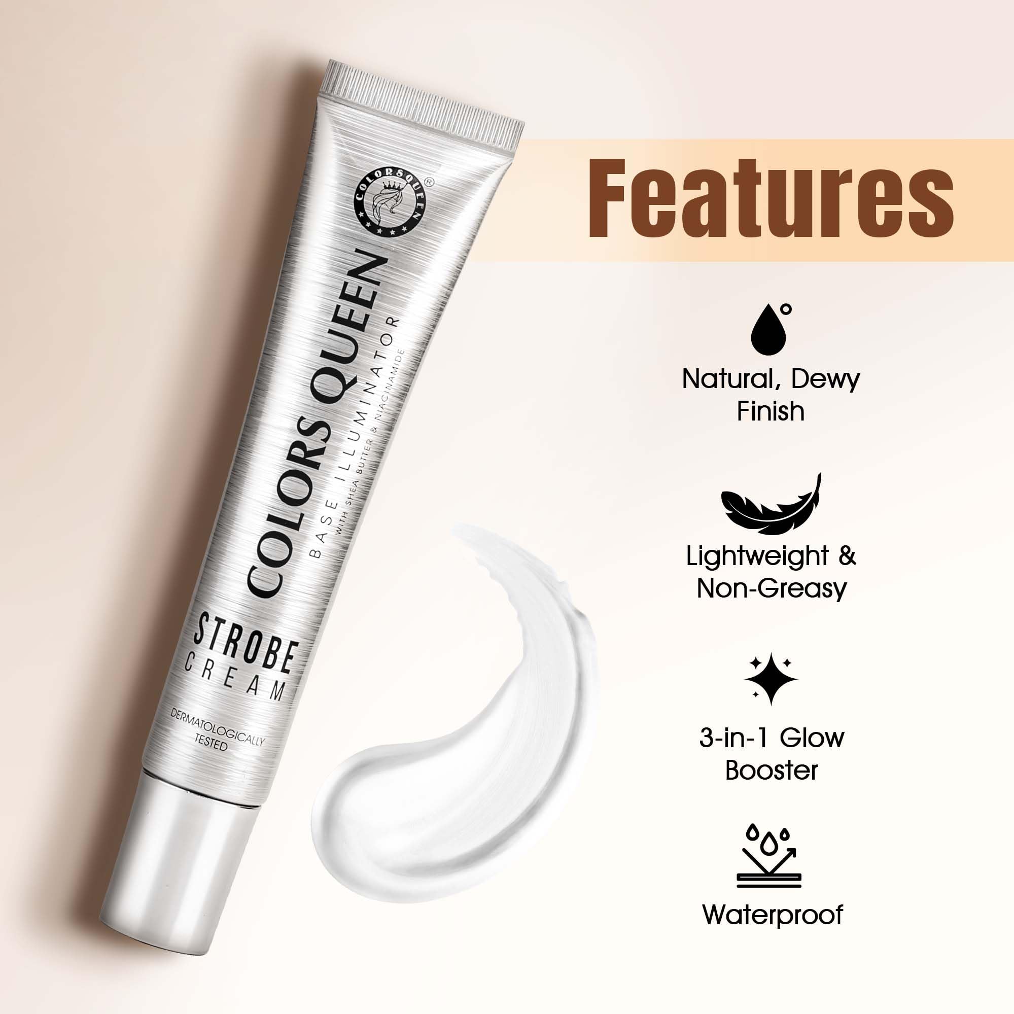 Colors Queen Base Illuminator Highlighter - Silver Pink, 30g | Long Lasting Lightweight Highlighter with Luminous Finish | Liquid Highlighter for Face Makeup Infused with Shea Butter & Niacinamide - Image 2 thumbnail