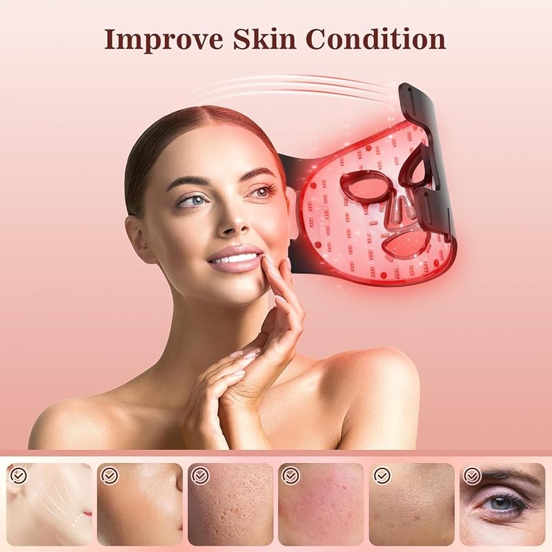 INTEO Red Light Therapy Mask for Face, 850nm NIR, Red/Blue LED Light Mask image 2