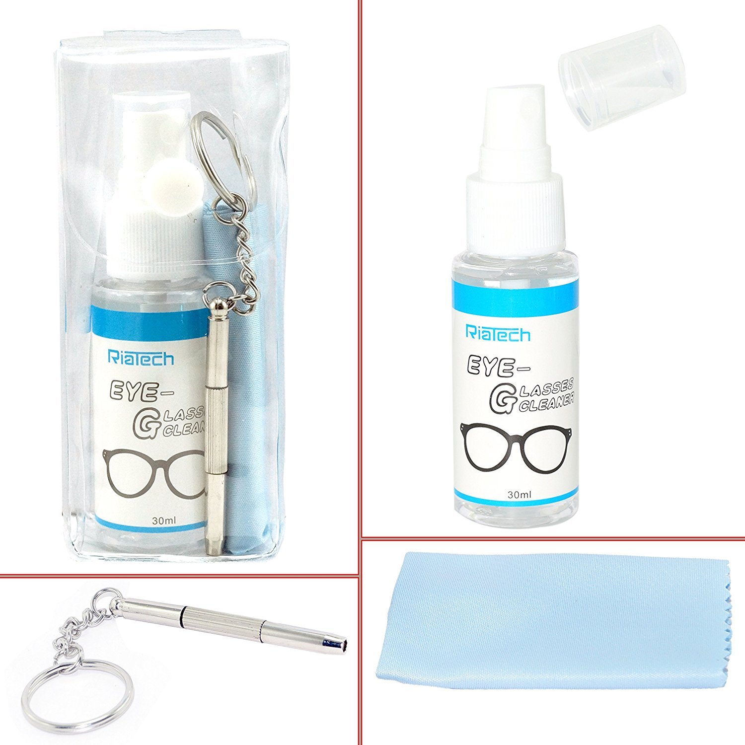 Optical Eyeglasses Cleaner Spray kit with Micro Fibre Cloth for Glasses