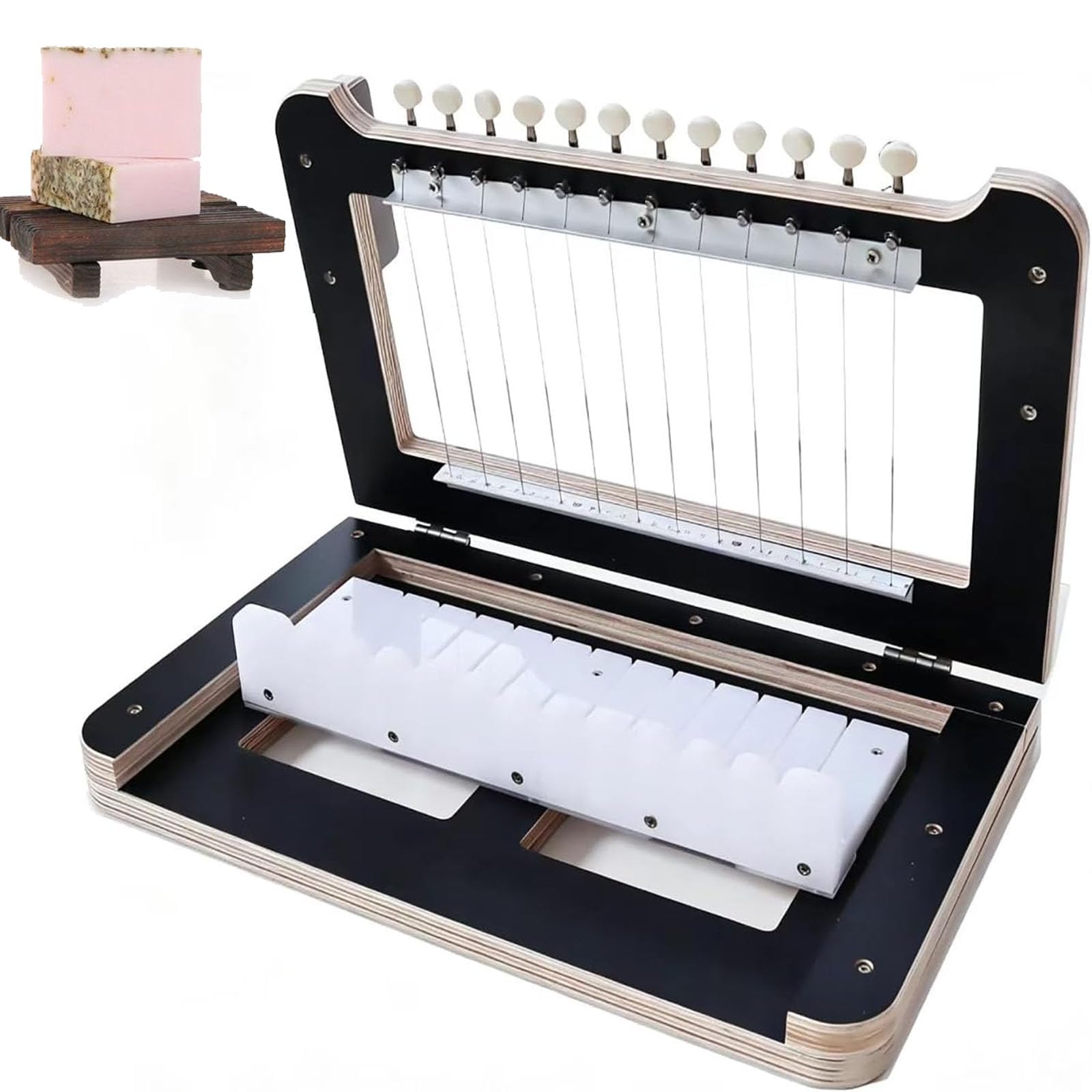 HKFGSHOP Hand-made Soap Cutter, 12 Wire Wooden Soap Cutter, Cuts 1-12 Bars, Soap Cutting Thickness 2.5cm, Even Cuts, For Diy Soap Making, Cheese, Butter, Cake, Bread Making