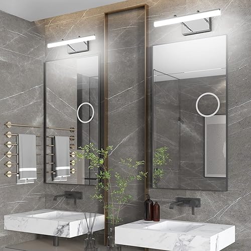 Miniatura 5 de Aipsun Lámparas de baño de 48 pulgadas ajustable de latón moderno LED para tocador de baño, accesorios de 5500 K