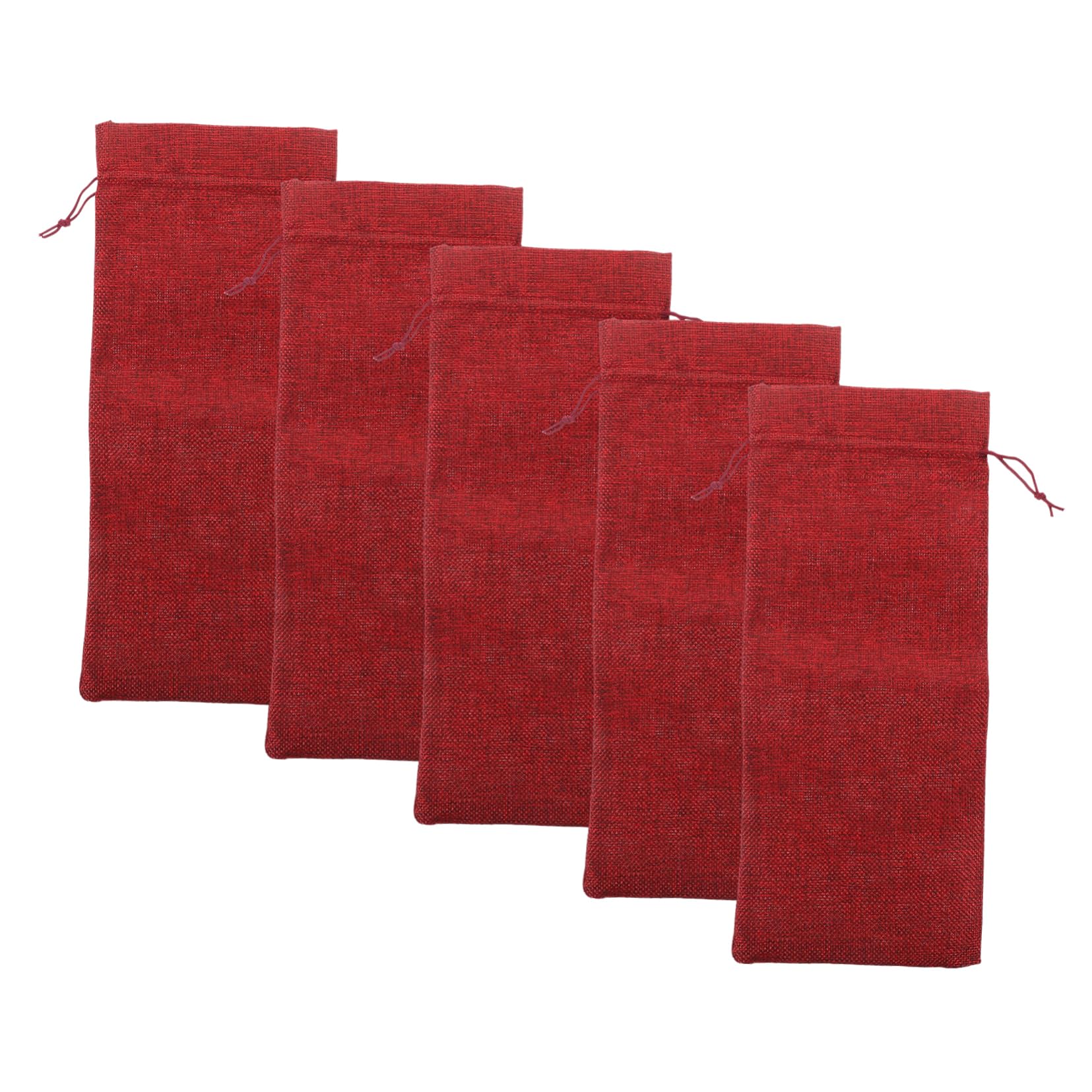 Mobestech 5 Ensembles À Bouteille De Vin en Toile De Jute Boire Canettes De Boissons Gazeuses Empileur Sachet Toile De Jute Noel Poche À Vin À Vin Réutilisable Lin Rouge 5 Pièces * 5