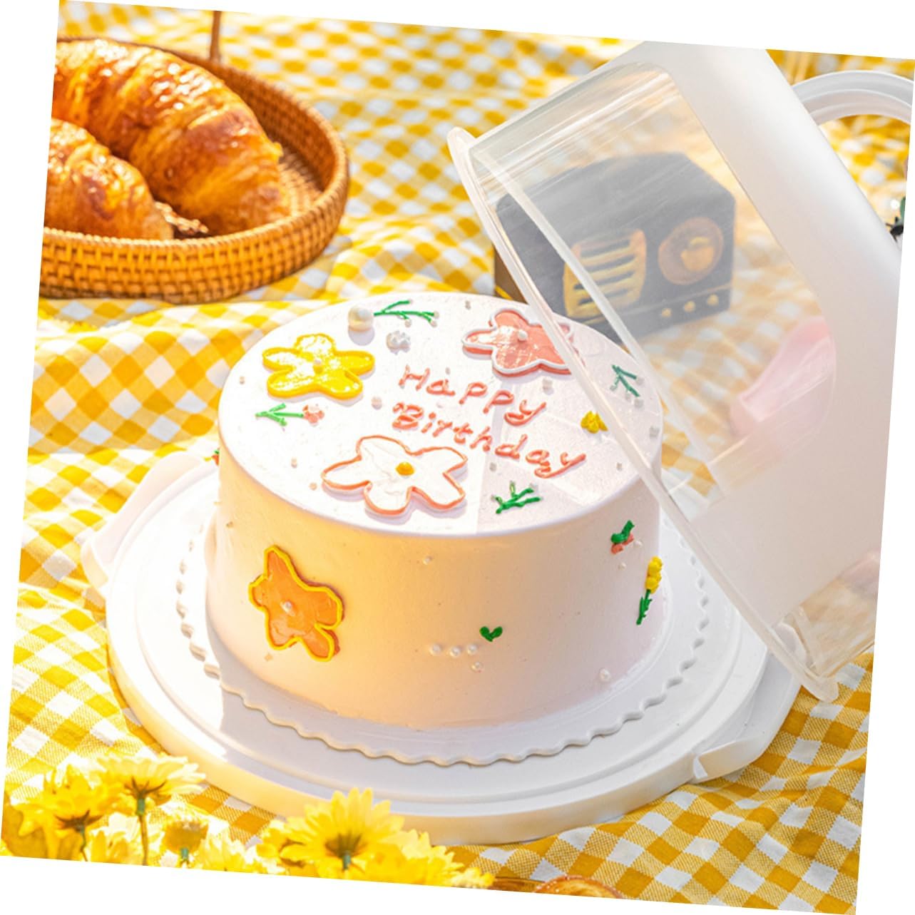 Practical Cake Packaging Box Storage Bin Lid Multi-functional Cake Case Outdoor Box Reusable