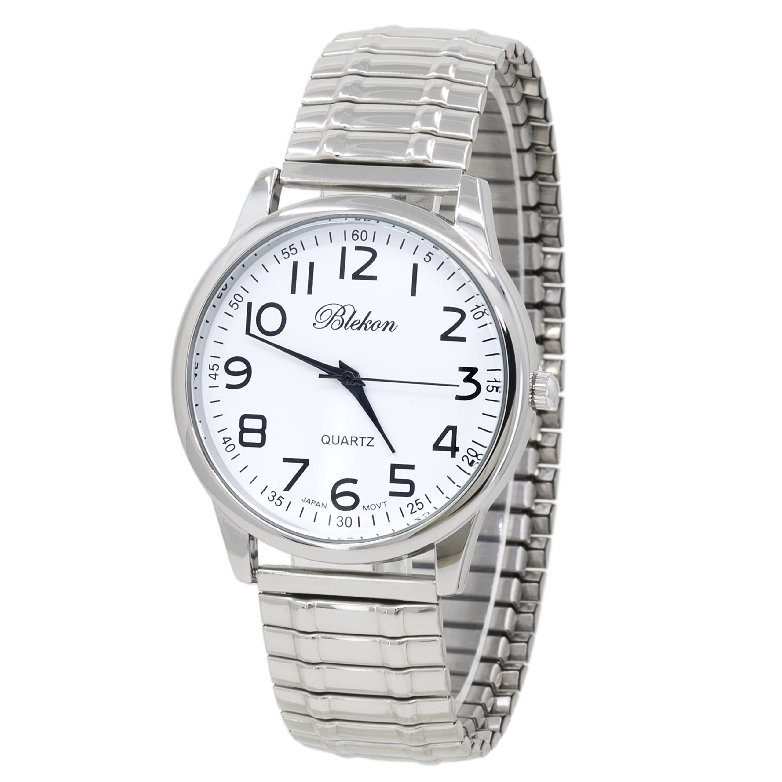 Blekon Collections Unisex Large Face Easy to Read 40mm Case Japanese Quartz Movement Stretch Band Watch (B07YLJZVVX) Amazon Price History, Amazon Price Tracker