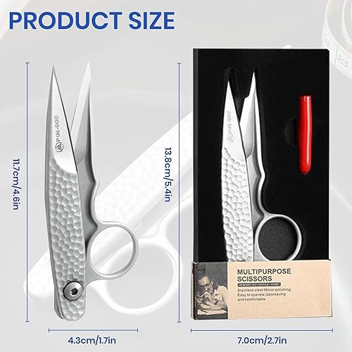 Miniatura 6 de Tijeras de sastre prémium para cortar ropa, tijeras de coser de acero inoxidable mejoradas, tijeras de manualidades de precisión para hilo de