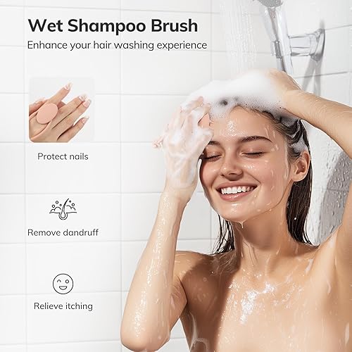 Miniatura 5 de Sndyi Silicone Scalp Massager Shampoo Brush, Hair Scrubber with Soft Silicone Bristles, Scalp Scrubber/Exfoliator for Dandruff Removal, Wet Dry Pink
