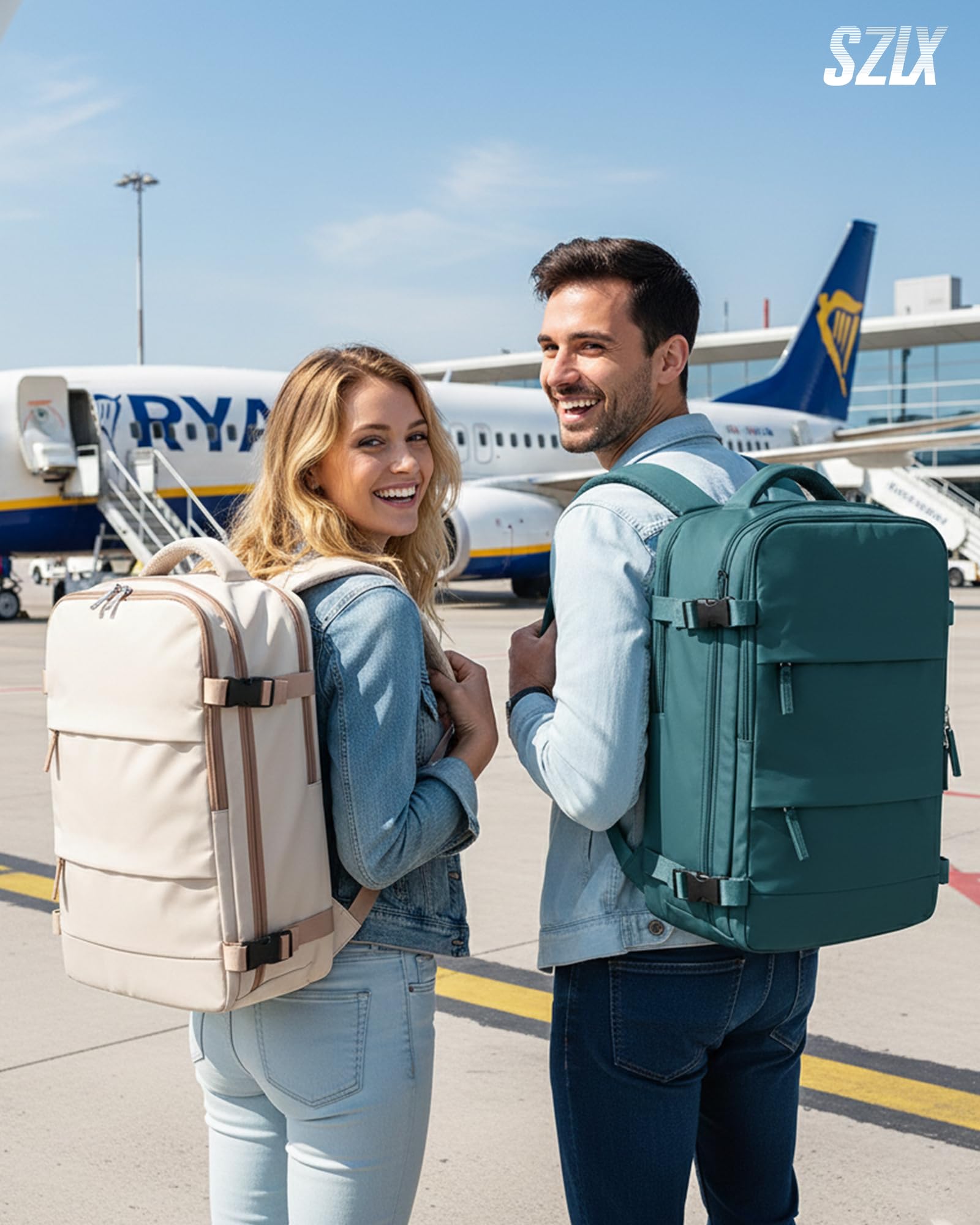 SZLX Zaino Ryanair 40x30x20 Sottovuoto Zaino da Viaggio 40x20x25 Ryanair Wizzair Donna da escursionismo impermeabile Zaino Casual Laptop da 14 Pollici con porta di ricarica USB Scomparto per Scarpe