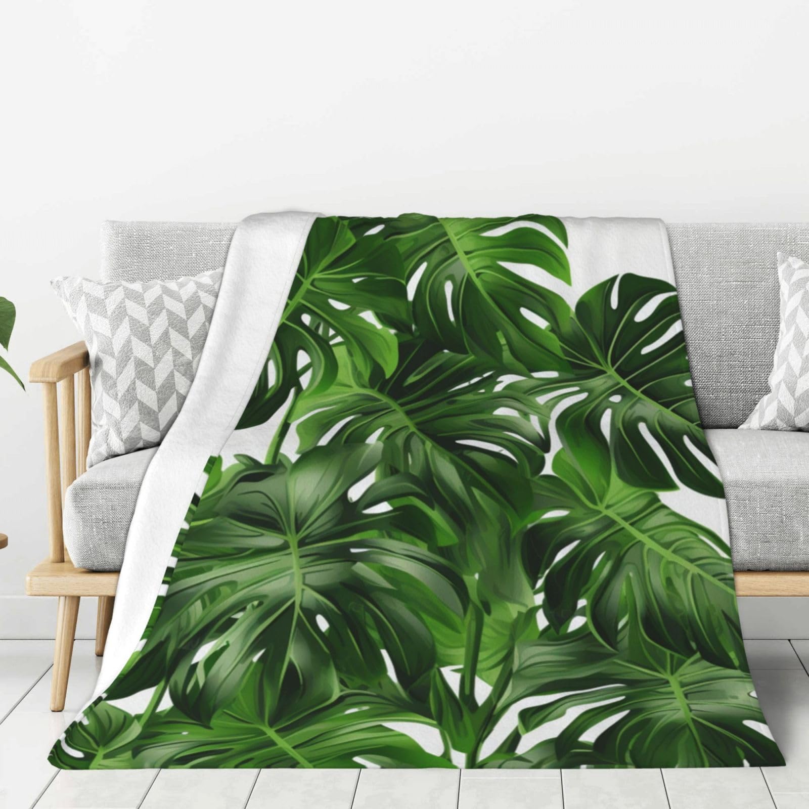 Couverture polaire douce Monstera Deliciosa en flanelle haut de gamme pour lit