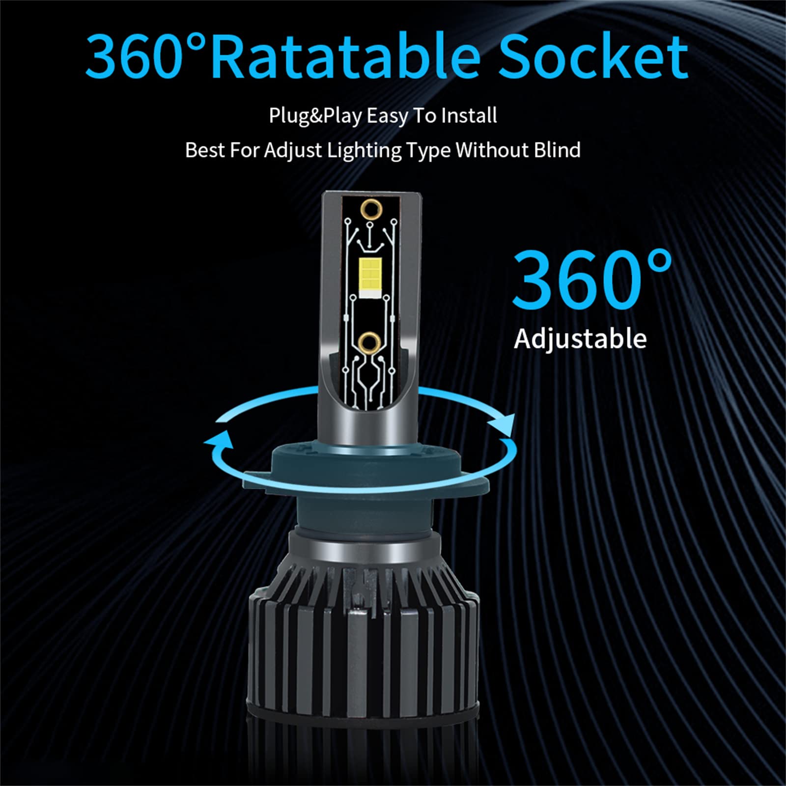 Lampadine Per Fari A LED, 60W 16000 Lumen Fari A LED Super Luminosi Kit Di Conversione LED Ad Alte Prestazioni 6000K Bianco Freddo IP68 Impermeabile, Confezione Da 2,H7