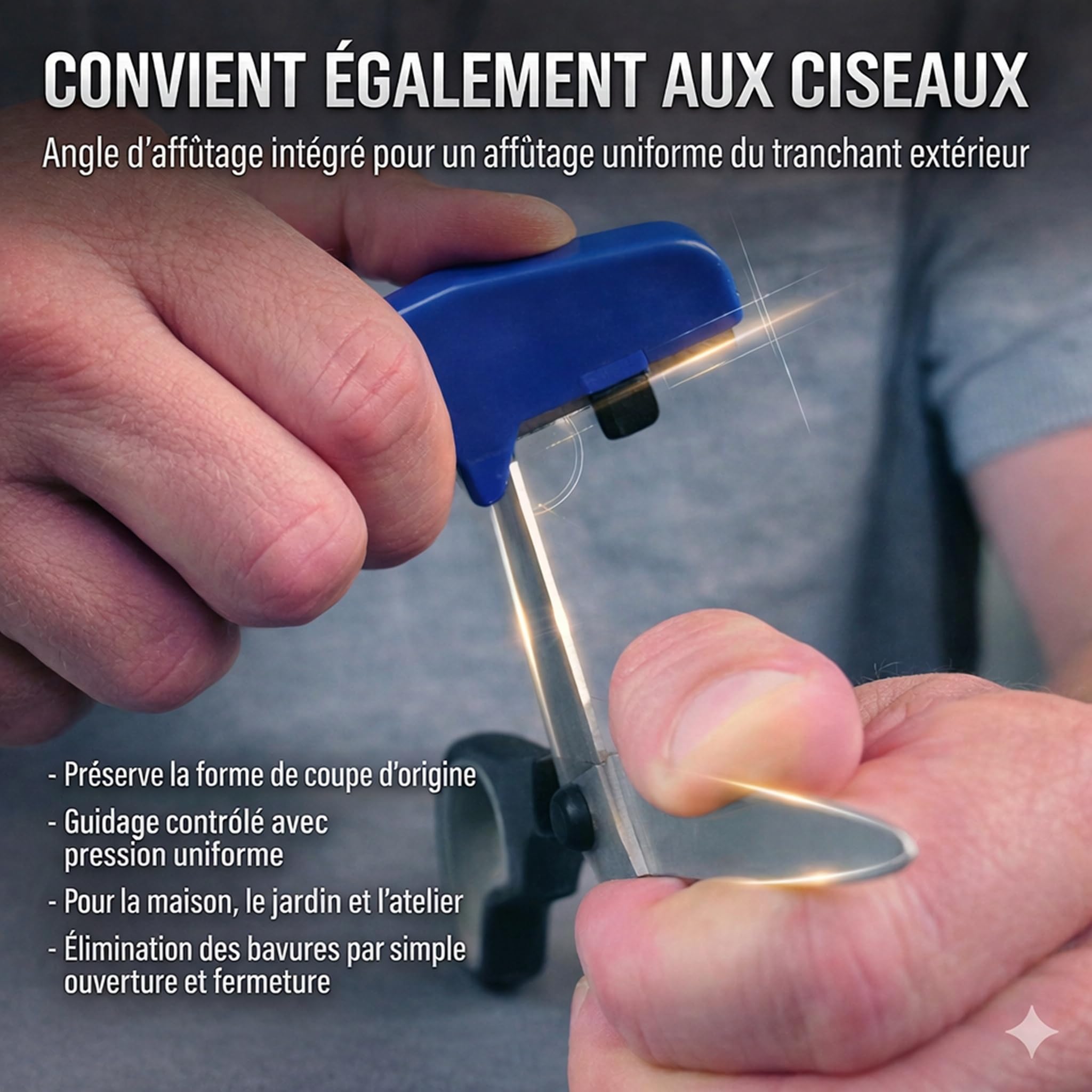 Affûteur de couteaux, aiguiseur de ciseaux, manuel, portable, set de 4 pièces