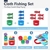 Vista 4 de hahaland Montessori Toys for 1 Year Old Boy Girl Birthday Gift - 10 in 1 Cloth Fishing Game Easter Basket Stuffers for Toddler Toys 1-3 with