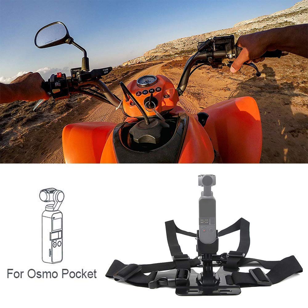 micros2u Harnais Confortable pour Torse Et Adaptateur Compatible avec DJI Osmo Pocket & Action. Conception Fiable Et Efficace pour des Séquences POV Réussies