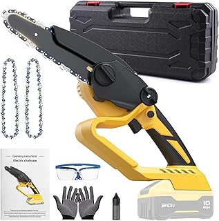 Mini Chainsaw 6-Inch for Dewalt 20V MAX Battery, Cordless Power Chain Saw with Security Lock, Brushless Handheld Electric Wood Cutting Tree Trimming (Battery Not Included)