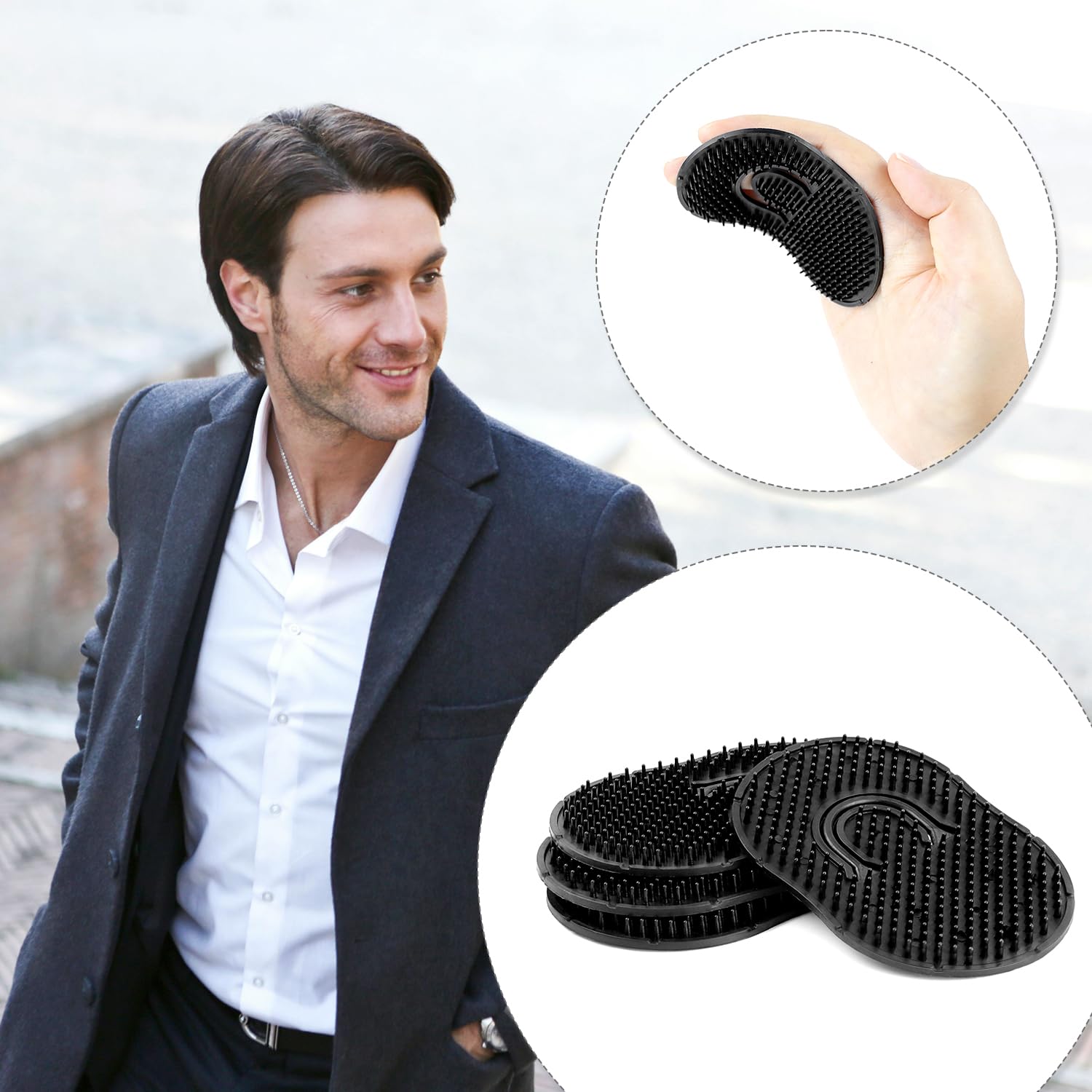 Peines de palma de bolsillo, cepillo masajeador para el cabello, peines de palma para hombres, cepillo de bolsillo negro (10 unidades tipo dedo)