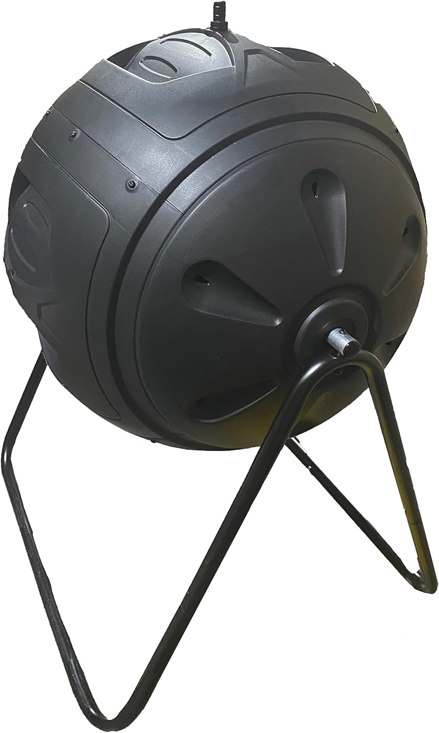 Exaco Ms. Tumbles Round Easy to Turn Compost Tumbler - 35 Gallons, Drain Hose with Cut-Off Valve, Black/Green