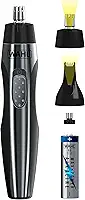 Aparador elétrico Wahl a bateria com iluminação; aparador de pelos faciais, nariz, orelhas e sobrancelhas indolor para homens e mulheres, Modelo 5546-200, preto/prata