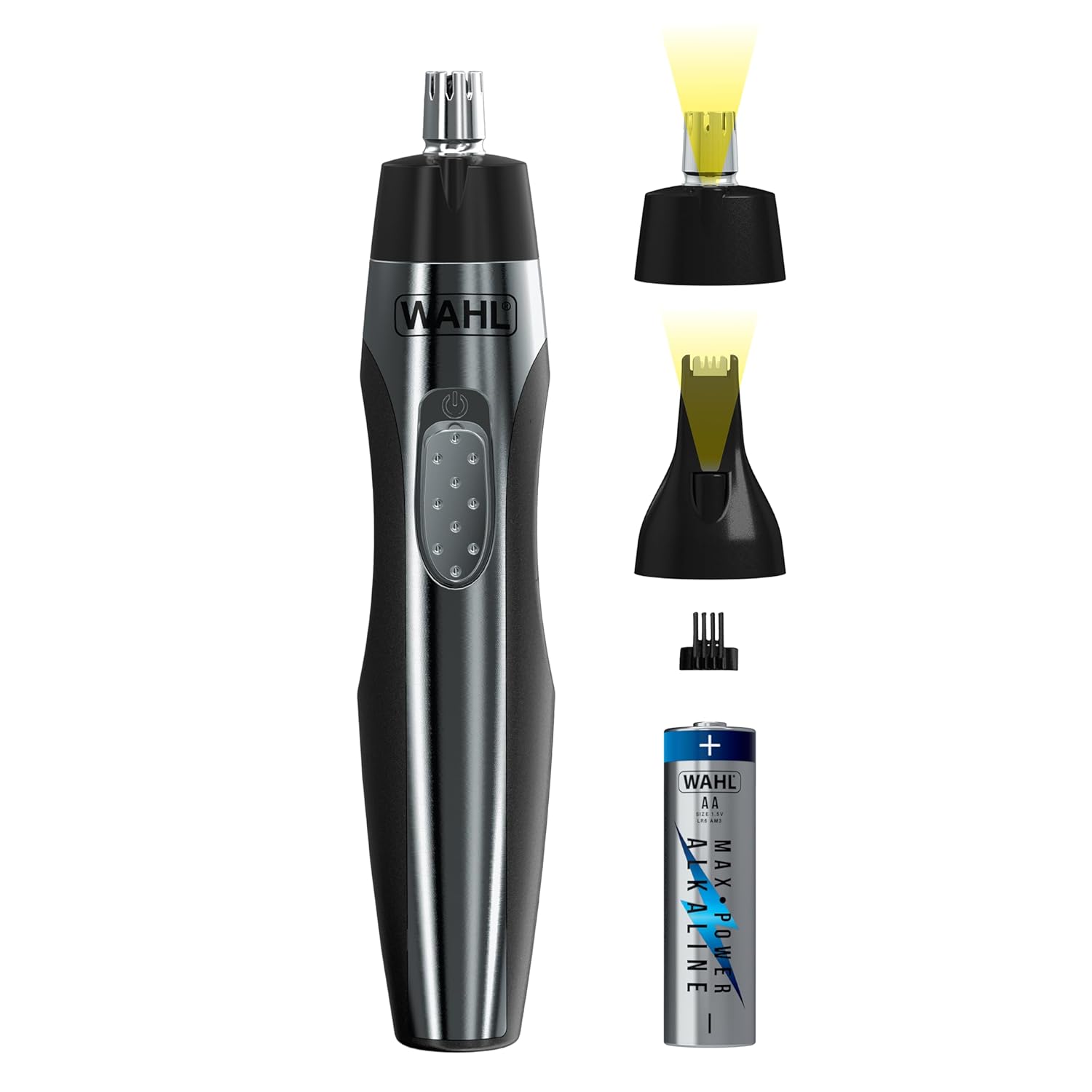 Wahl Lighted Battery Nose Hair Trimmer for Men Women Painless Easy to See Nose Ear and Eyebrow Trimming