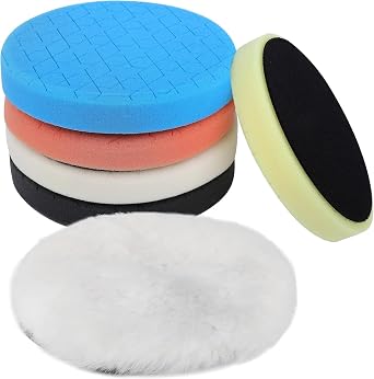 IPELY 6 Pcs 3 Inch Buffing Pads, Polishing Pads 3.5 Inch 88 mm Face for 3 Inch 76mm Base Plate Compounds, Buffer Pads for Polishing and Waxing 3 Inch