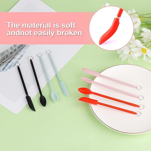 Miniatura 3 de BOXOB Mini espátula telescópica de silicona y cuchara, 8 piezas (negro, blanco, rosa, rojo)