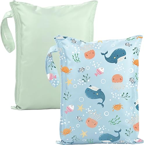 Miniatura 16 de Bolsa Húmeda para Traje de Baño - Pack de 2 Bolsas Impermeables Secas y Húmedas para Ropa - Bolsa de Pañales para Bebé - Bolsas de Lavandería para