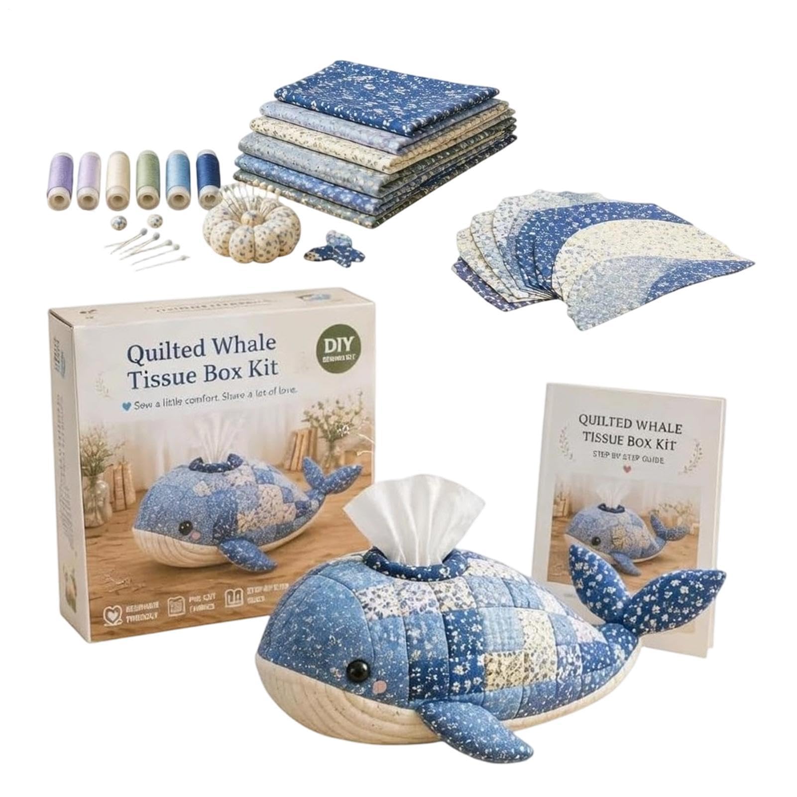 Boîte à mouchoirs matelassée animaux marins pour cacher les cartons laids