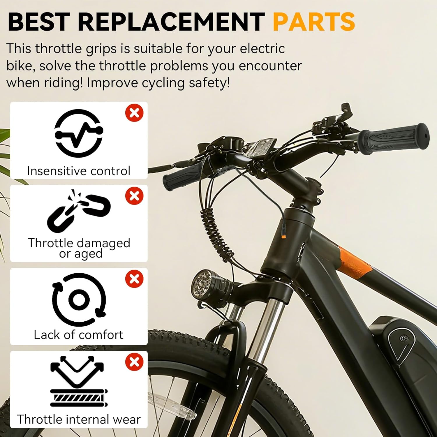 JERBOR Full Twist Throttle Grip for Qlife Racer/Racer 27.5/Racer Fat Tire/Racer Plus Fat Tire/Spark/Cityone ST/SO/2.0/Step Over 2.0/Stepover Ul Tra/Trike/Trike Plus, Throttle Handle Controller
