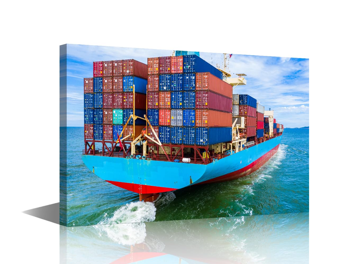 Modern Wall Art 1 Panel Container Cargo Ship at Industrial Port in Import Export Business Pictures Print on Canvas Wall Decoration, Logistics Transportation Artwork Ready to Hang, 36" Wx24 H