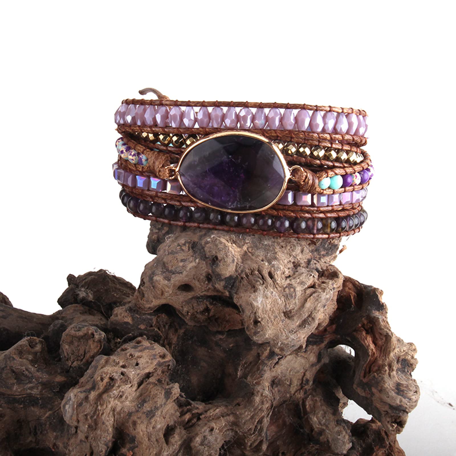 Ręcznie robione przyjaźń z koralikami Armbander wielokolorowymi kryształowymi naturalnymi kamieniami mieszane 5x tkane bransoletki, koral, 90 cm