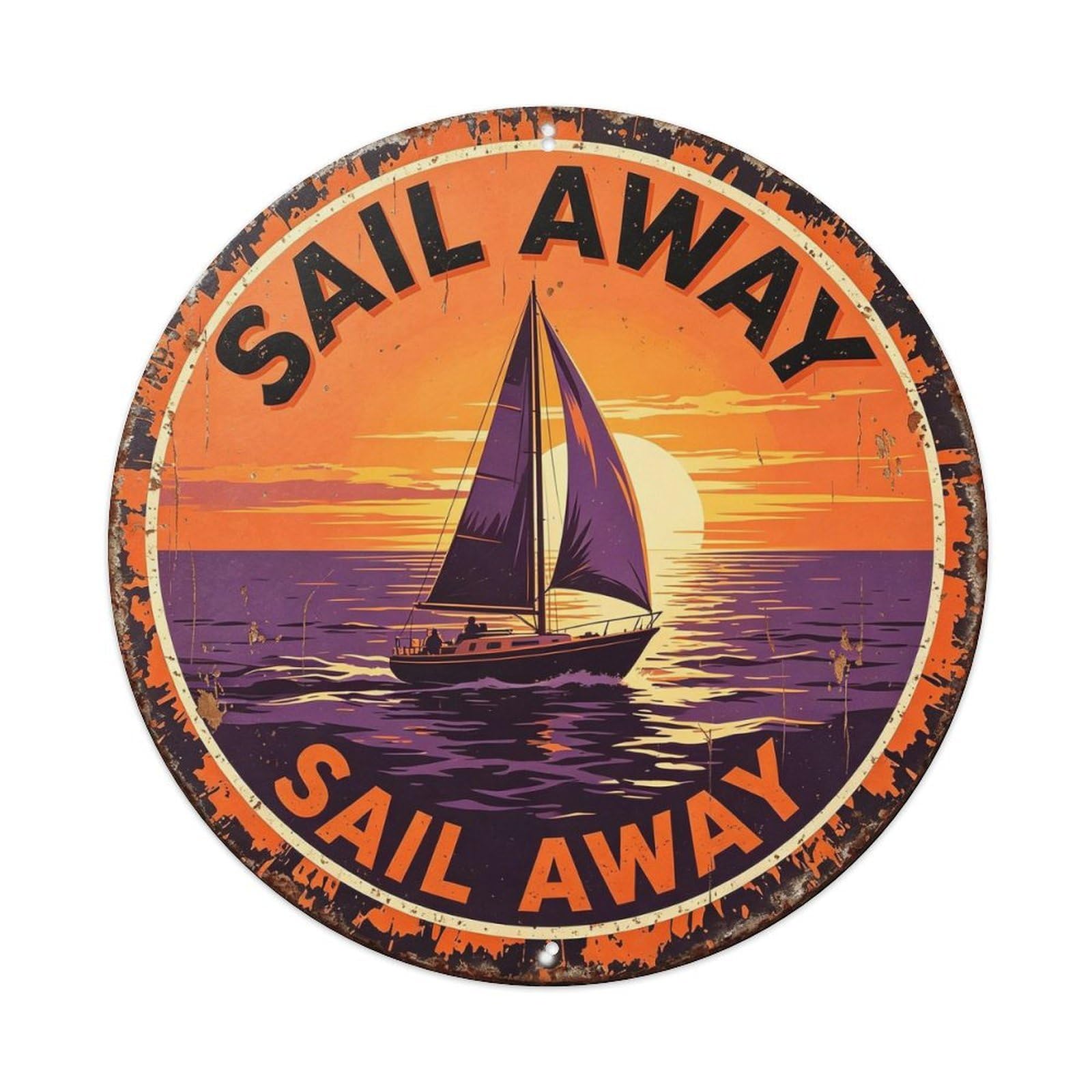 Sail Away Metal Tin Sign Plaque