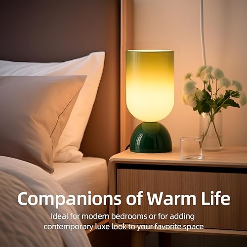 Miniatura 5 de Lámpara de mesa de cristal moderna de 8.9 pulgadas para sala de estar, lámparas de escritorio regulables para dormitorio, lámpara de mesita de noche