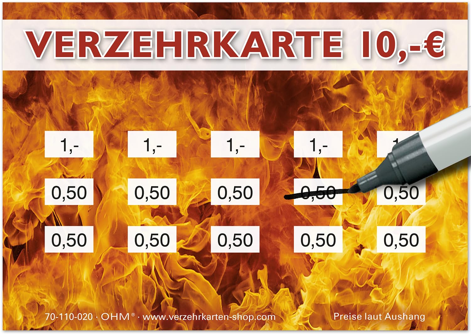 250 Verzehrkarten Grill DIN A7, Gesamtwert 10 Euro, praktische Alternative zu Wertmarken, für Vereine, Gastronomie etc., einfaches bargeldloses Bezahlen