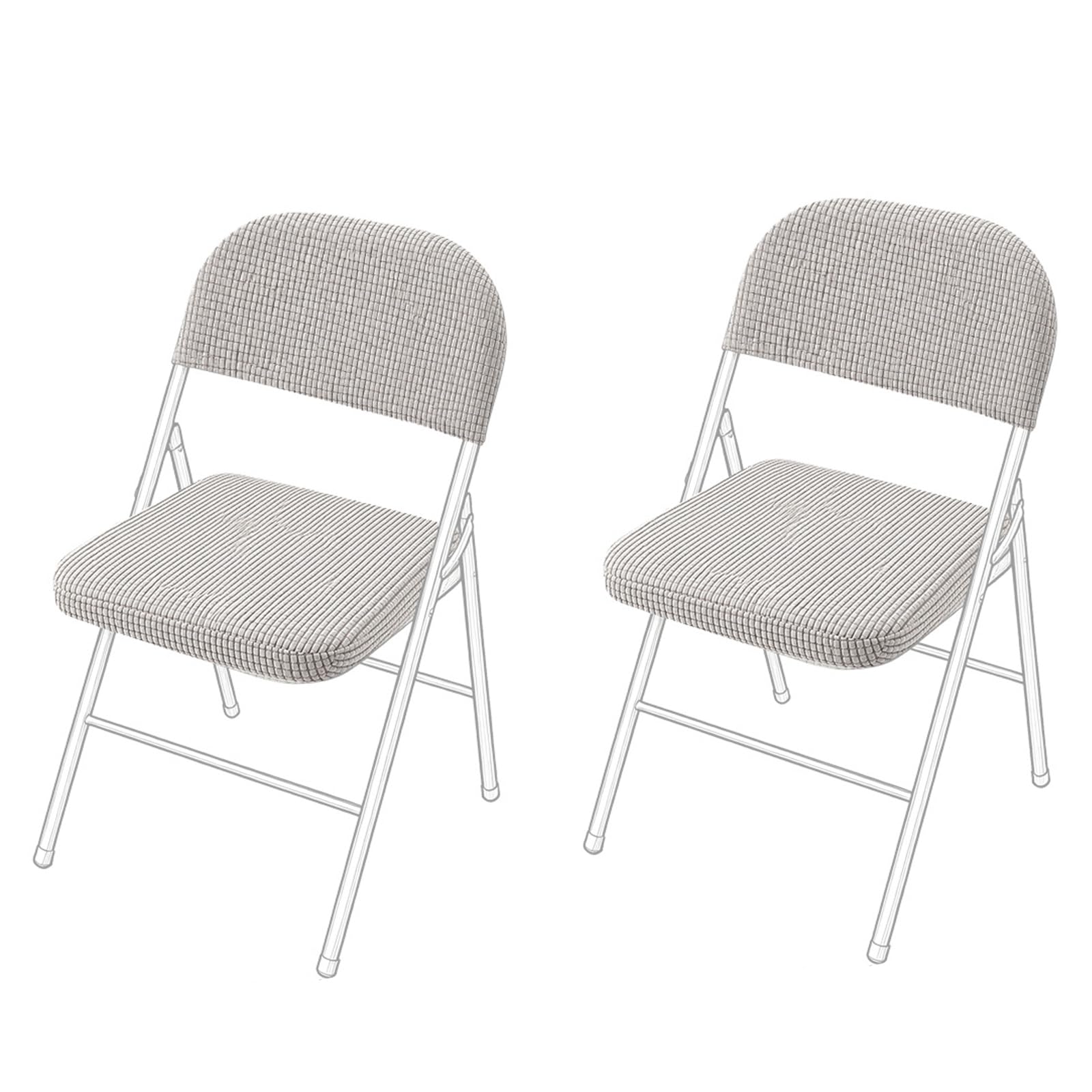 Sueving 2PCS Folding Chair Covers, Light Grey Chair Seat Protection Cover with Elastic Band, Stretch Folding Chairs Seat Cover and Back Covers for Home, Garden (Light Grey, 2pcs)