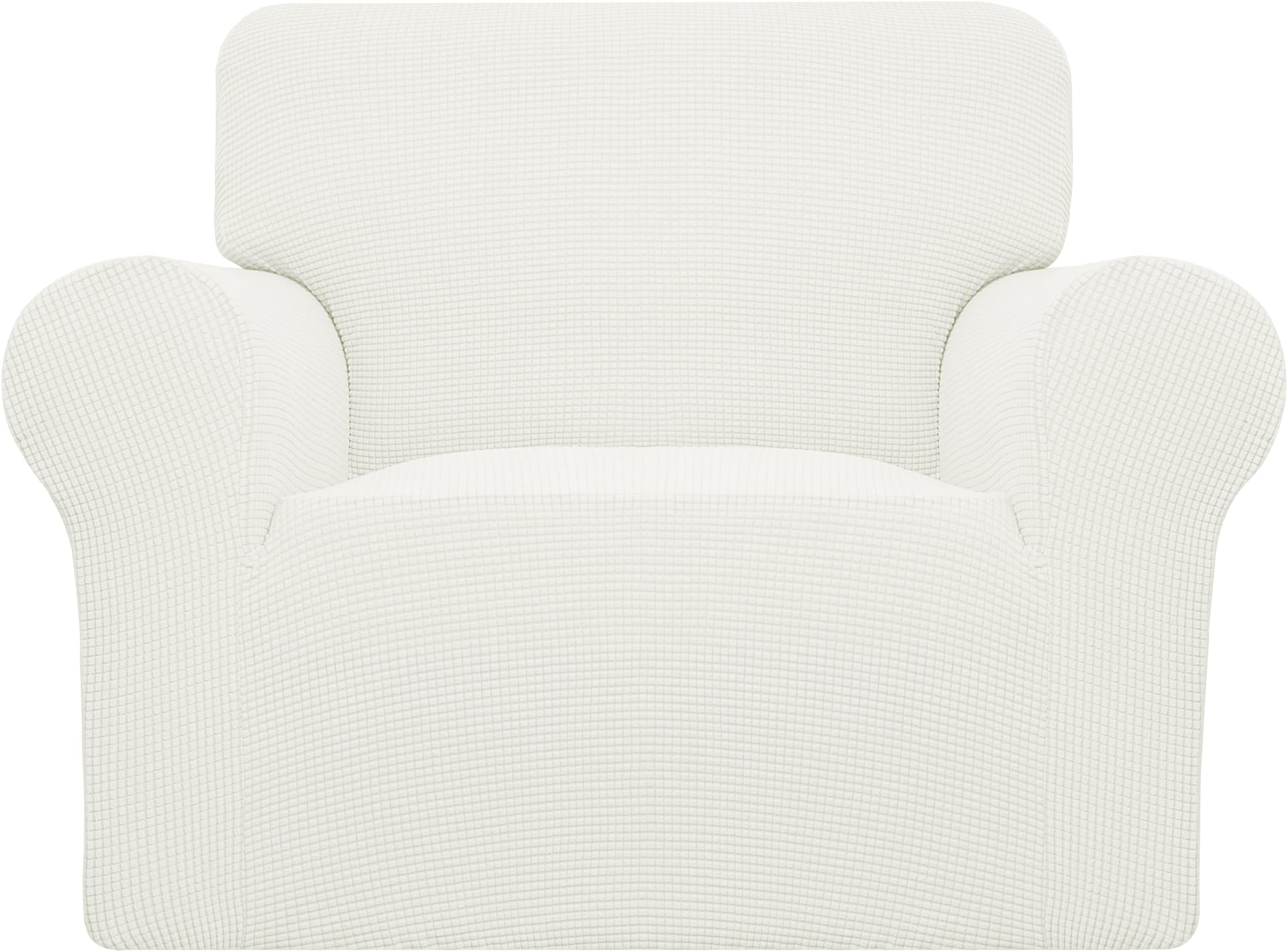 Easy-Going Stretch Chair Sofa Slipcover 1-Piece Couch Sofa Cover Furniture Protector Soft with Elastic Bottom for Kids, Pet. Spandex Jacquard Fabric Small Checks (Chair, Cream)
