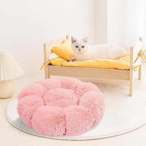 Miniatura 9 de Cama para gatos, cama lavable de 19.7 pulgadas con forma de dona rosa para gatos de interior y perros pequeños, cama redonda suave y bonita con