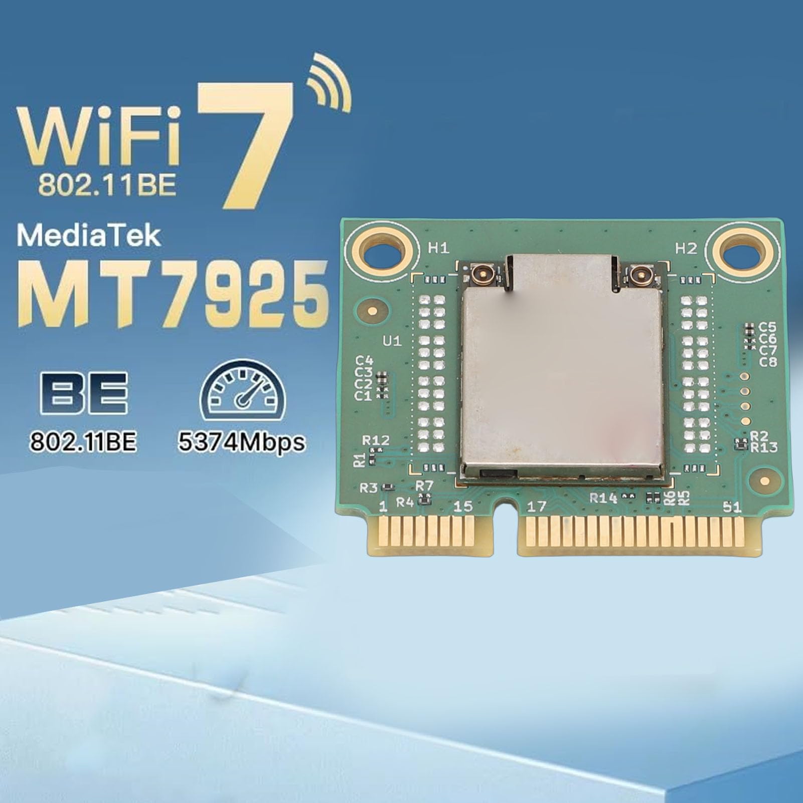 Scheda Wireless MT7925 WiFi 7 Mini PCIe, Adattatore di Rete Tri-Band 5400Mbps con Bluetooth 5.3, WPA4, OFDMA MU MIMO, per PC Laptop 10/11