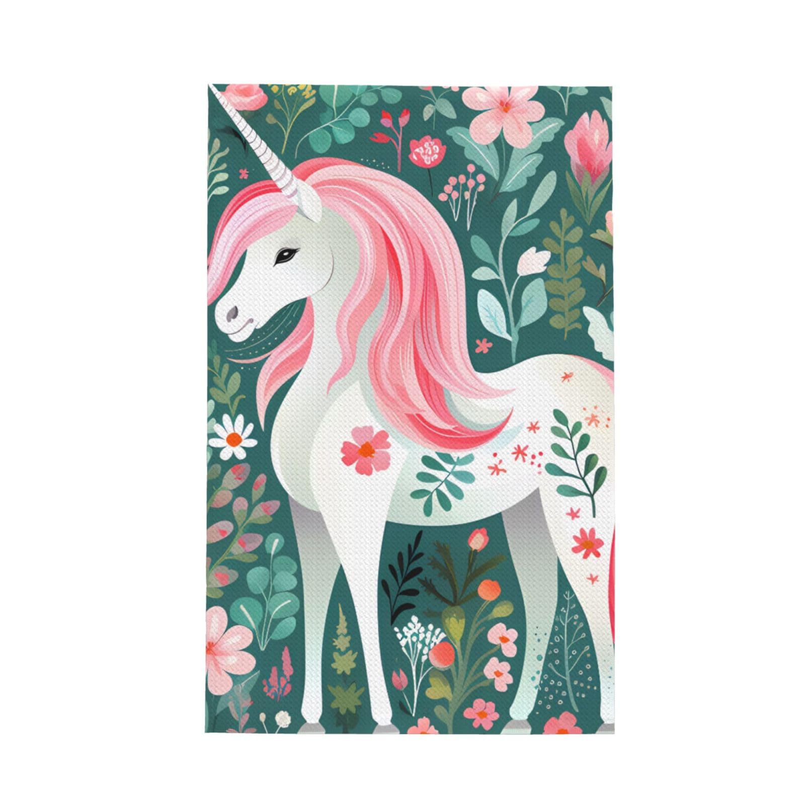 SXZVVBN Unicorn with pink hair Super Absorbent Microfibre Waffle Towels Fast Drying Dish Cloths Home Cafe Barista