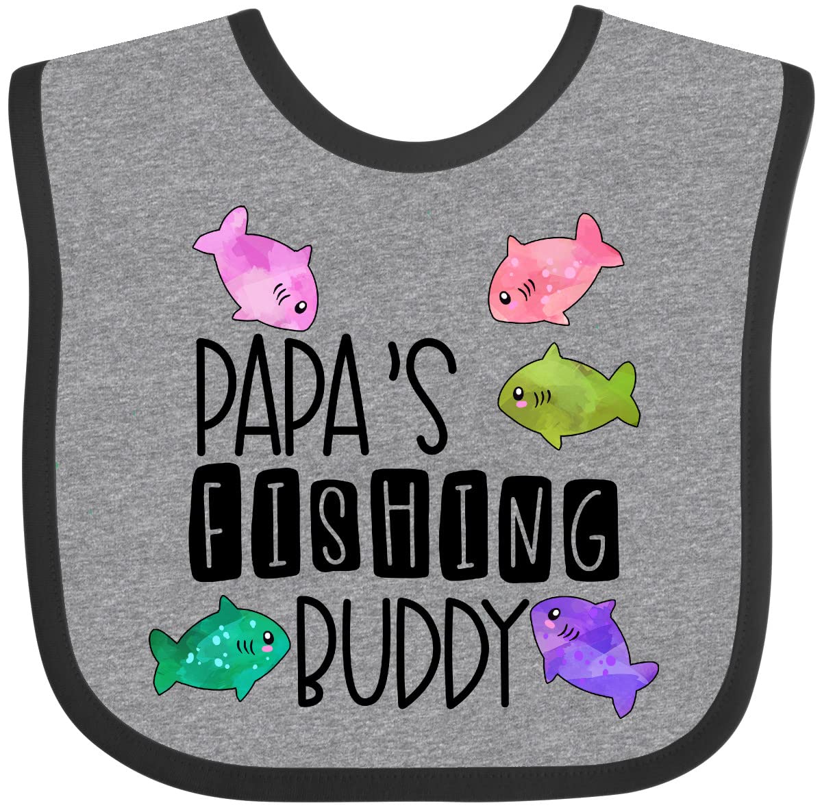 inktastic Papa's Fishing Buddy with Colorful Fish Baby Bib