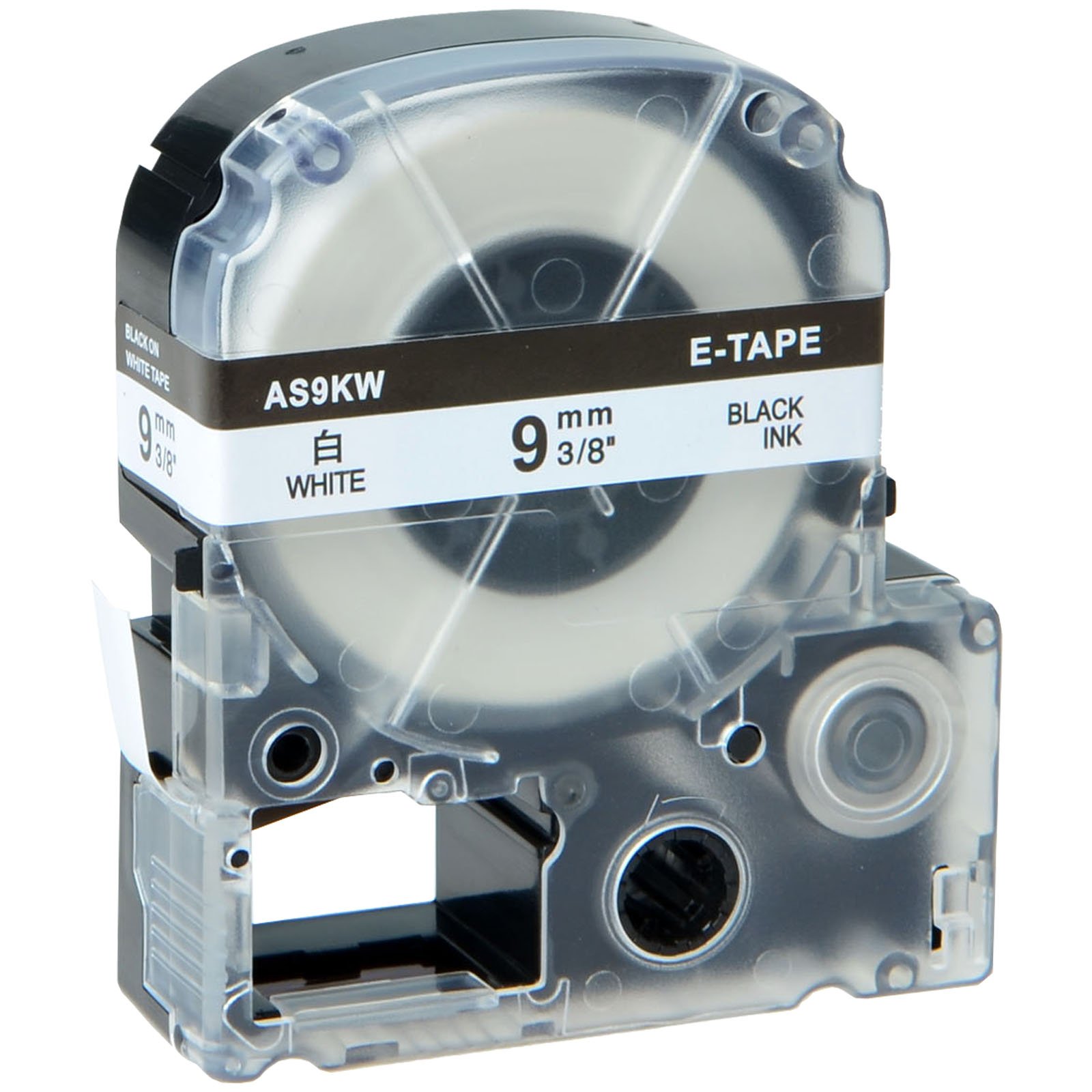 GREENCYCLE Compatible Epson LabelWorks Standard LK (Replaces LC) Label Tape LK-3WBN LC-3WBN9 AS9KW Black on White for LW-500 LW-900P LW-1000P Labelworks (3/8" 26ft, 9mm x 8m)