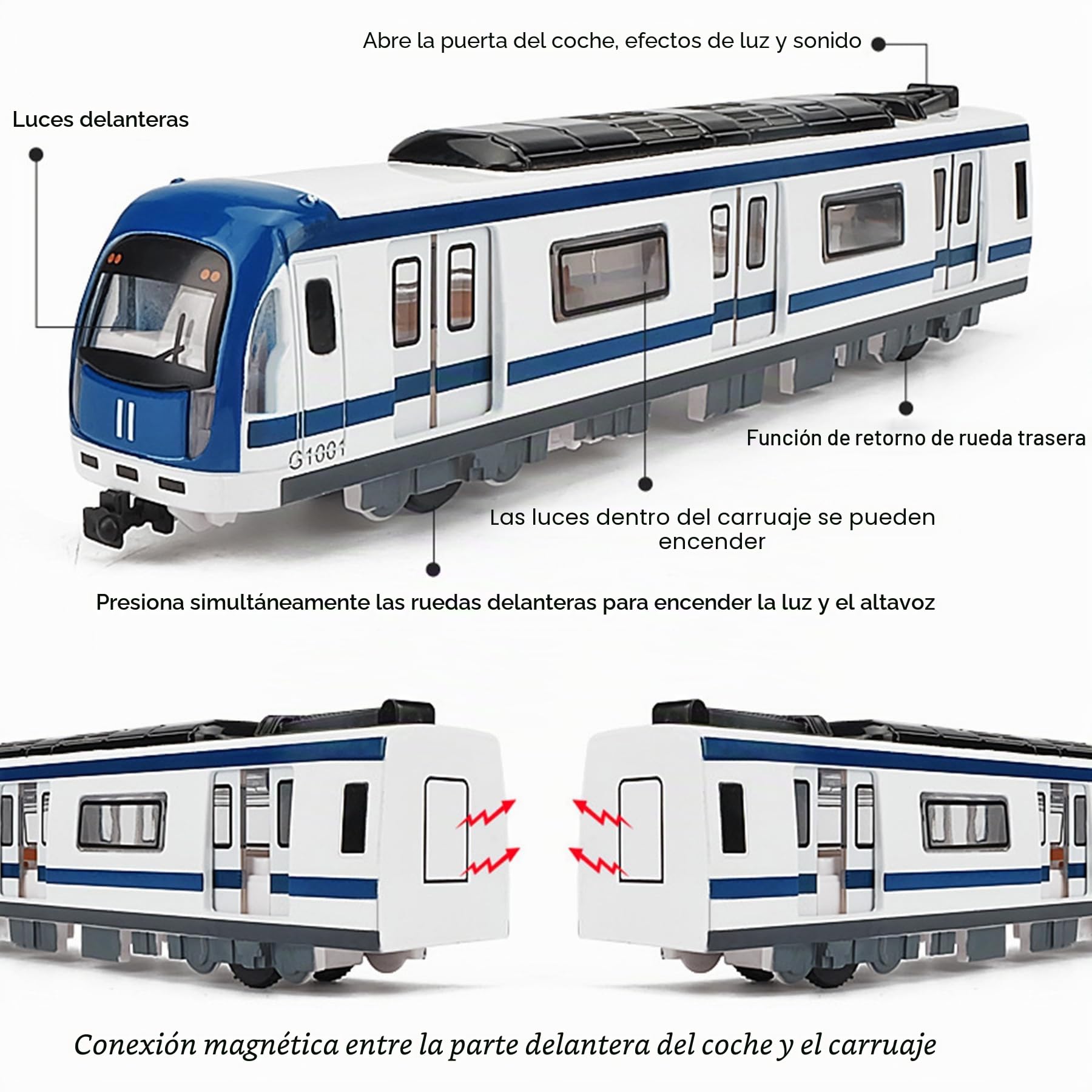 Juegos de Juguetes de Metro, Juegos de Coches de Juguete de aleación Metro Urbano, Juegos de Juguetes de Modelos de automóviles(Azul)