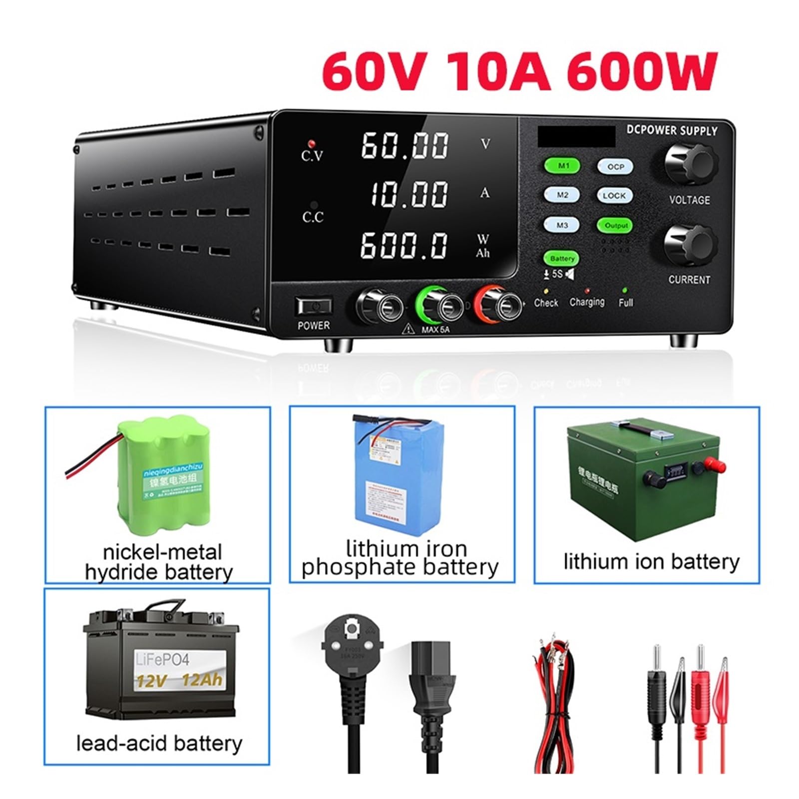 Zasilacz sieciowy 30 V 10 A 20 A 30 A ładowarka akumulatorów (60 V 10 A R-sps6010c)