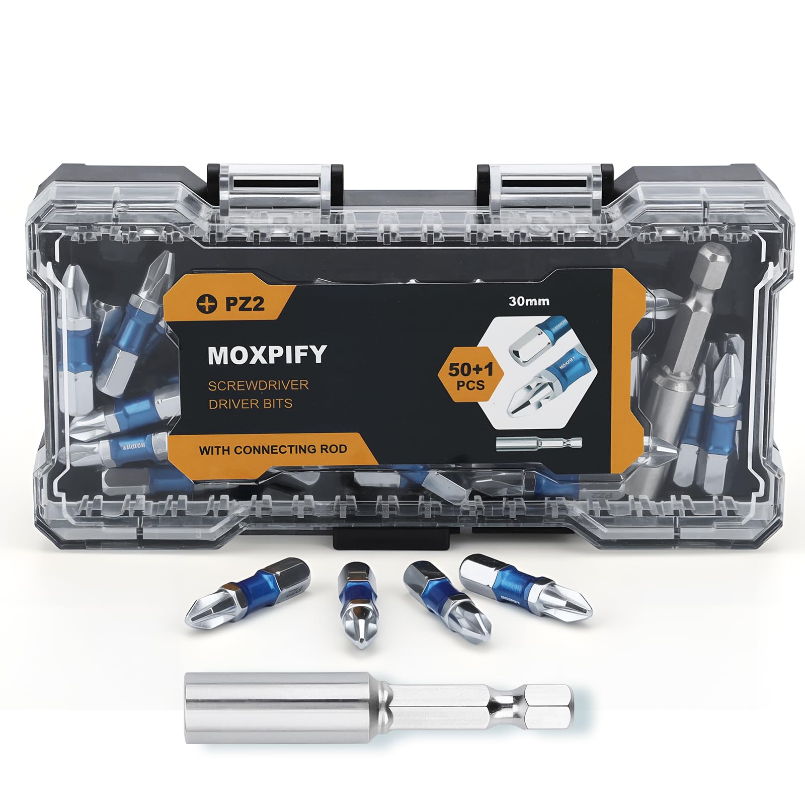 PZ2 50pcs Impact Driver Bits 30mm Screwdriver Bit Set + Magnetic Bit Holder